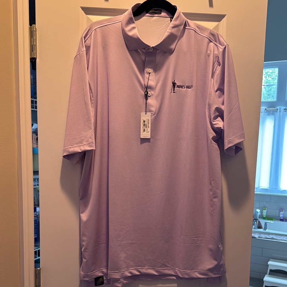 New! Men's Lavender patterned Polo Shirt with Payne’s Valley logo